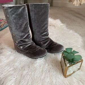 Girls Joyfolie Gray Velvet Boots